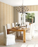 DB43015 Huanzhu Leaf Stripe Oyster Gold Wallpaper