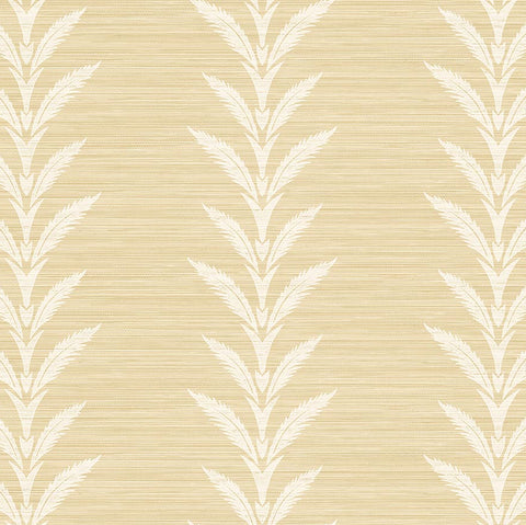 DB43015 Huanzhu Leaf Stripe Oyster Gold Wallpaper