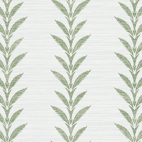 DB43016 Huanzhu Leaf Stripe Sage Silver Wallpaper