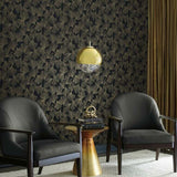 DD3742 Ginkgo Toss Wallpaper Black York Wallpaper 