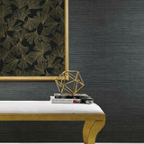 DD3742 Ginkgo Toss Wallpaper Black York Wallpaper 