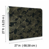 DD3742 Ginkgo Toss Wallpaper Black York Wallpaper 