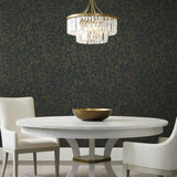 DD3811 Luminous Branches Black Gold Wallpaper