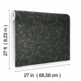 DD3811 Luminous Branches Black Gold Wallpaper