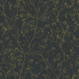 DD3811 Luminous Branches Black Gold Wallpaper
