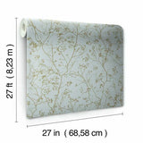 DD3813 Luminous Branches Blue Gold Wallpaper