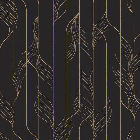 DF3305 Elemental Thread Black Gold Wallpaper