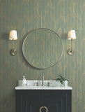 DF3306 Elemental Thread Green Gold Wallpaper