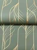 DF3306 Elemental Thread Green Gold Wallpaper
