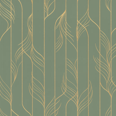 DF3306 Elemental Thread Green Gold Wallpaper