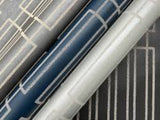 DF3329 Terrace Navy Blue silver lines Wallpaper