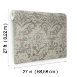 DF3331 Velvet Crush Damask Taupe Gold Wallpaper
