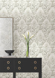 DF3333 Velvet Crush Damask Soft Neutral Pearl Wallpaper
