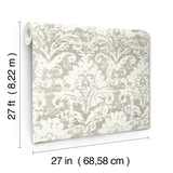 DF3333 Velvet Crush Damask Soft Neutral Pearl Wallpaper