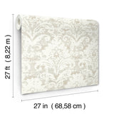 DF3334 Velvet Crush Damask Cream Pearl Wallpaper