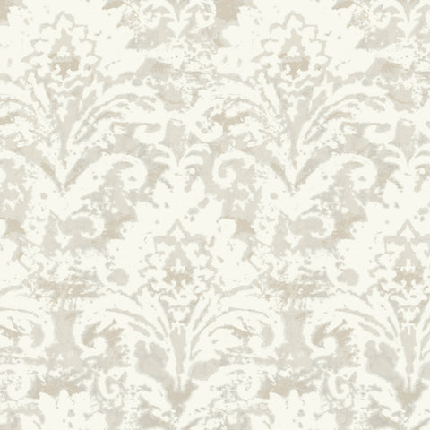 DF3334 Velvet Crush Damask Cream Pearl Wallpaper