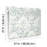 DF3335 Velvet Crush Damask Blue Pearl Wallpaper