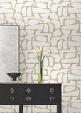 DF3351 Craftsman Geometric White Gold Wallpaper
