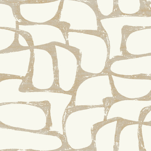 DF3351 Craftsman Geometric White Gold Wallpaper