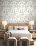 DF3356 Craftsman Geometric White Silver Wallpaper