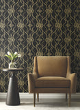 DF3371 Pirouette Black Gold Wallpaper