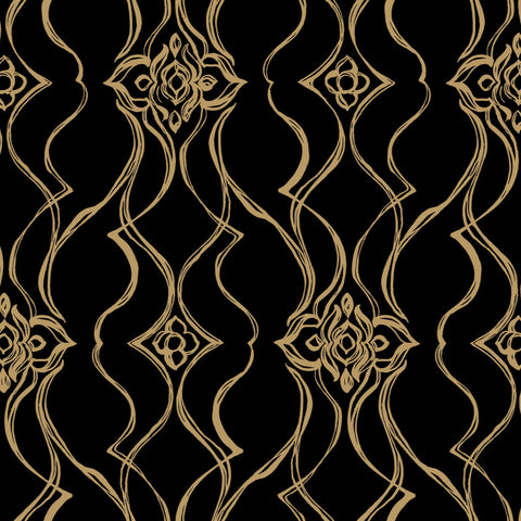 DF3371 Pirouette Black Gold Wallpaper