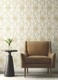DF3372 Pirouette White Gold Wallpaper