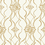 DF3372 Pirouette White Gold Wallpaper