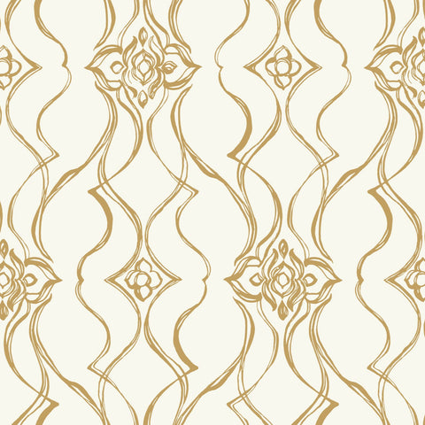 DF3372 Pirouette White Gold Wallpaper