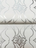 DF3373 Pirouette White Silver Wallpaper