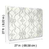 DF3373 Pirouette White Silver Wallpaper