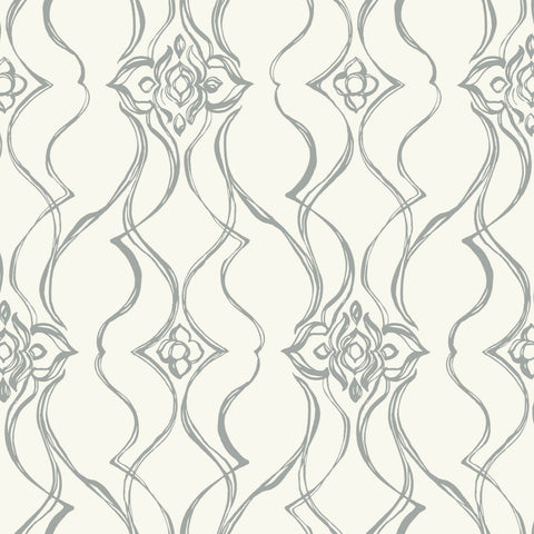 DF3373 Pirouette White Silver Wallpaper