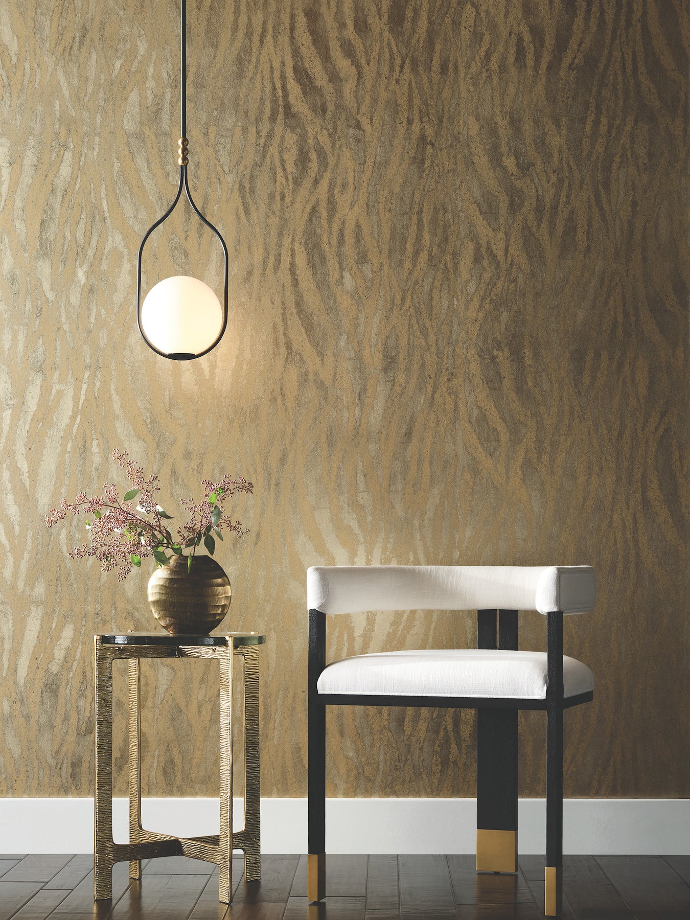 DF3391 Zebra Chic Antique Gold Wallpaper – wallcoveringsmart