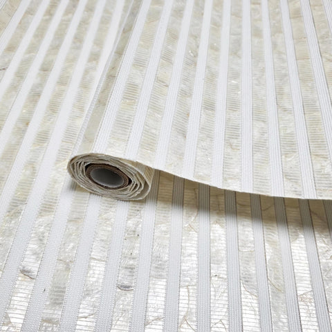 DL2920 Natural iridescent nacre shell pearl off white Stone Wallpaper Textured lines 3D