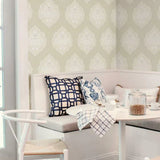 DM4983 Signet Medallion Damask Beige Wallpaper