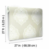 DM4983 Signet Medallion Damask Beige Wallpaper