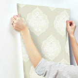 DM4983 Signet Medallion Damask Beige Wallpaper