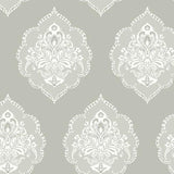 DM4984 Signet Medallion Damask Grey Wallpaper