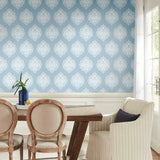 DM4985 Signet Medallion Damask Sky Wallpaper