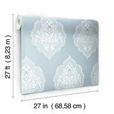 DM4985 Signet Medallion Damask Sky Wallpaper