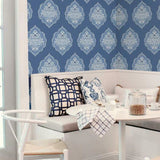 DM4986 Signet Medallion Damask Cobalt Wallpaper