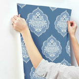 DM4986 Signet Medallion Damask Cobalt Wallpaper
