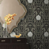 DM4995 Gatsby Damask Black Wallpaper