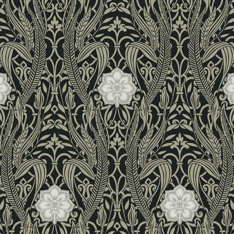 DM4995 Gatsby Damask Black Wallpaper