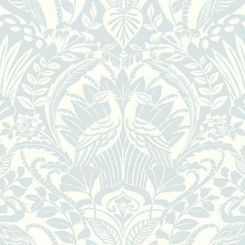 DM4999 York Egret Damask Sky Blue Wallpaper