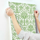 DM5011 Palmetto Palm Damask Green Wallpaper
