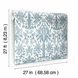 DM5012 Palmetto Palm Damask Blue Wallpaper 