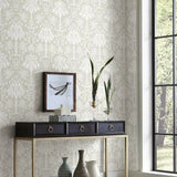 DM5013 Palmetto Palm Damask Beige Wallpaper