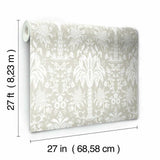 DM5013 Palmetto Palm Damask Beige Wallpaper