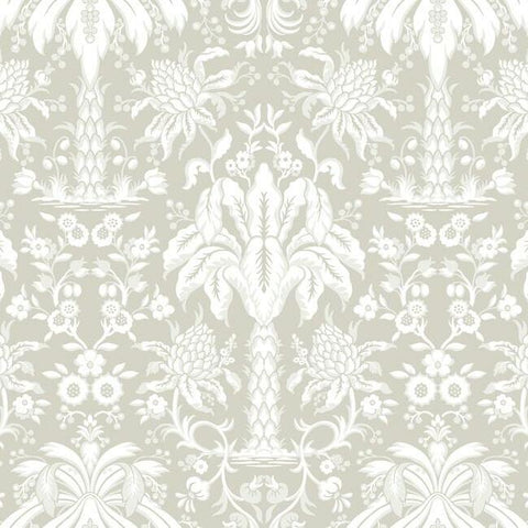 DM5013 Palmetto Palm Damask Beige Wallpaper